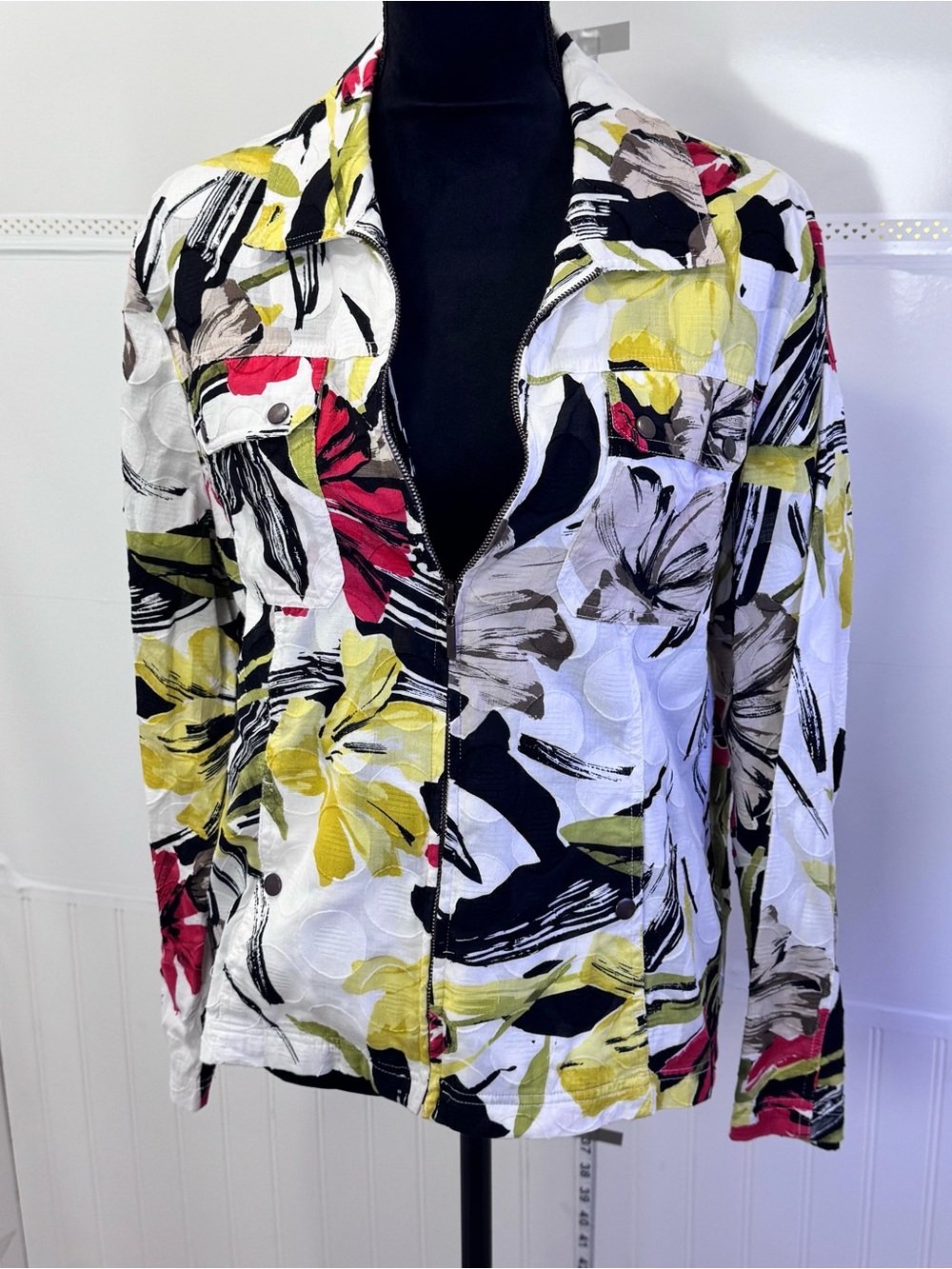 Drapers & Damons XL Floral Utility Jacket Lightweight Abstract Print Zip